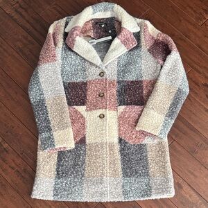 Charlie B Plum and Cream Boucle Jacket